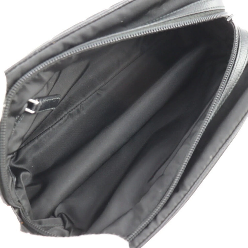 black (Good) handbag nylon PRADA Prada triangle bag hardware 2NA819 second Pre-Owned leather silver clutch logo