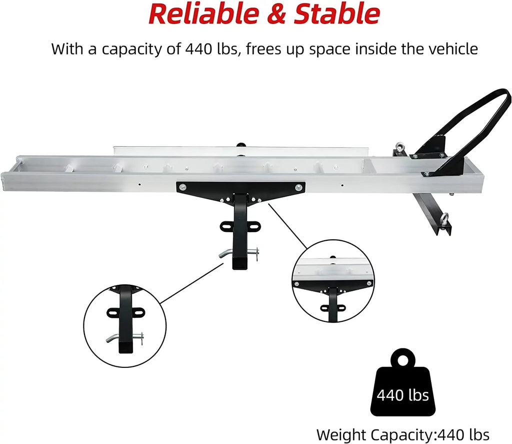 Motorcycle with 2" Hauler Ramp, Aluminum Carrier Dirt Rack receiver Motorcycle Hitch Trailer Loading Hitch-Mounted Bike Scooter Carrier