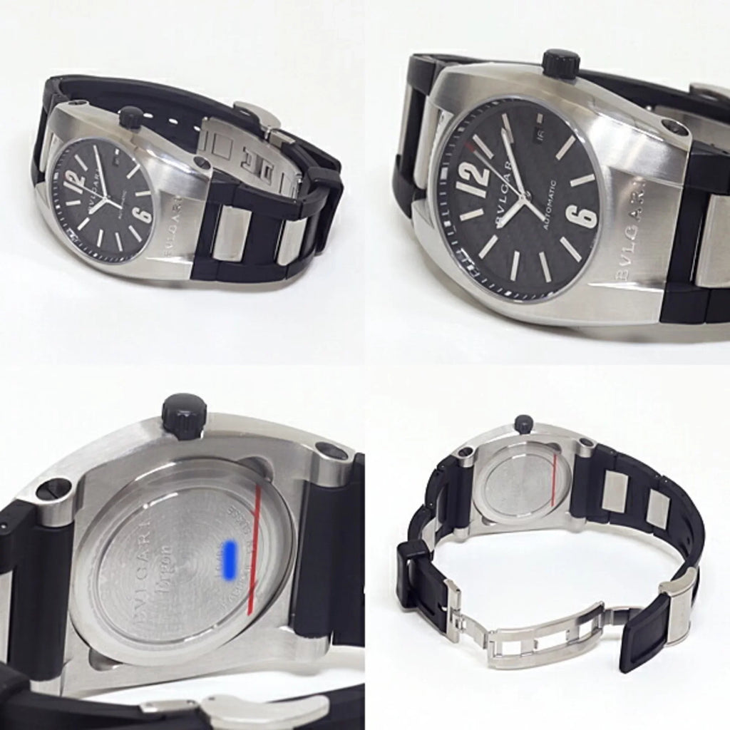 EG40S BVLGARI watch rubber (Good) black self-winding dial Ergon (black) men's Pre-Owned belt Bulgari