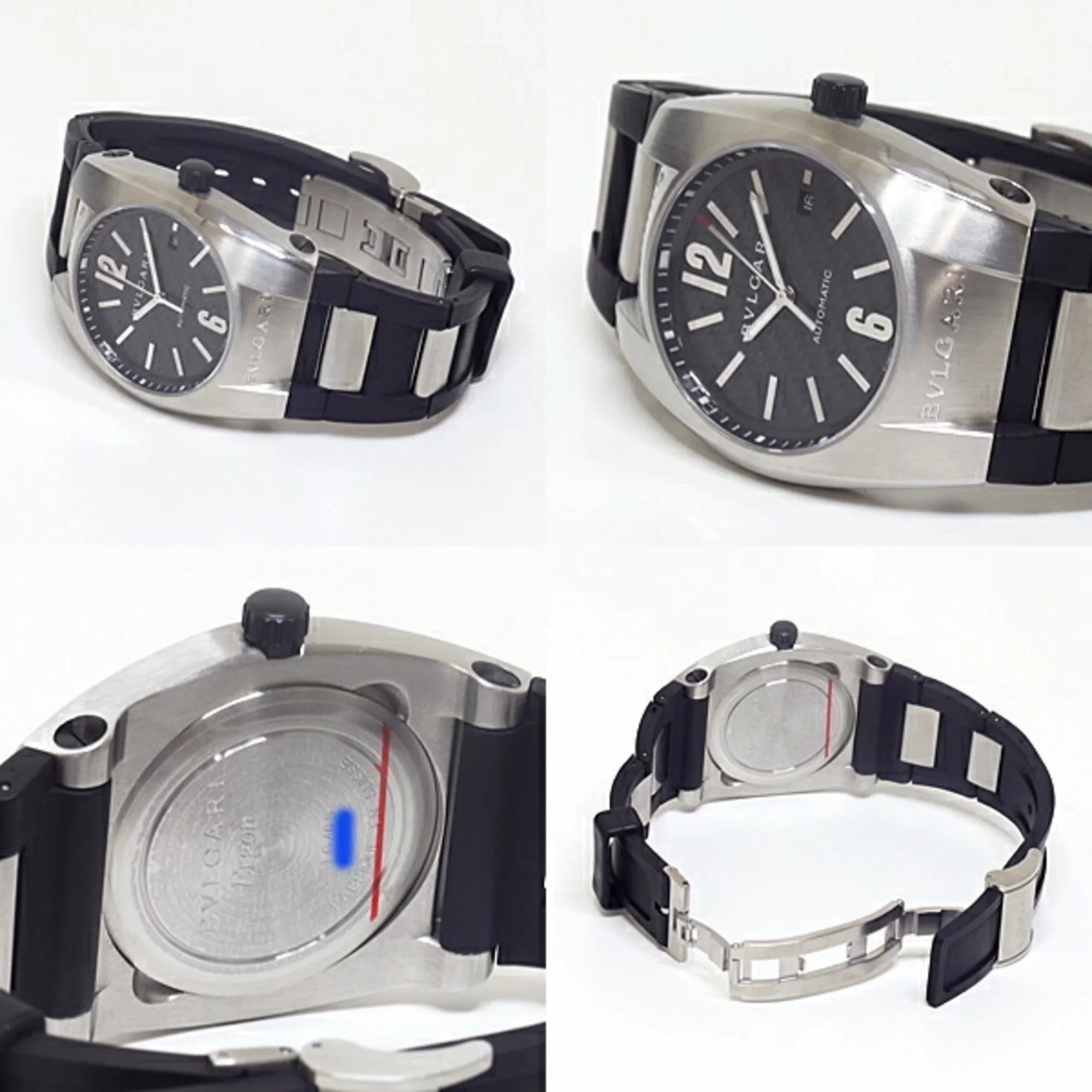 EG40S BVLGARI watch rubber (Good) black self-winding dial Ergon (black) men's Pre-Owned belt Bulgari