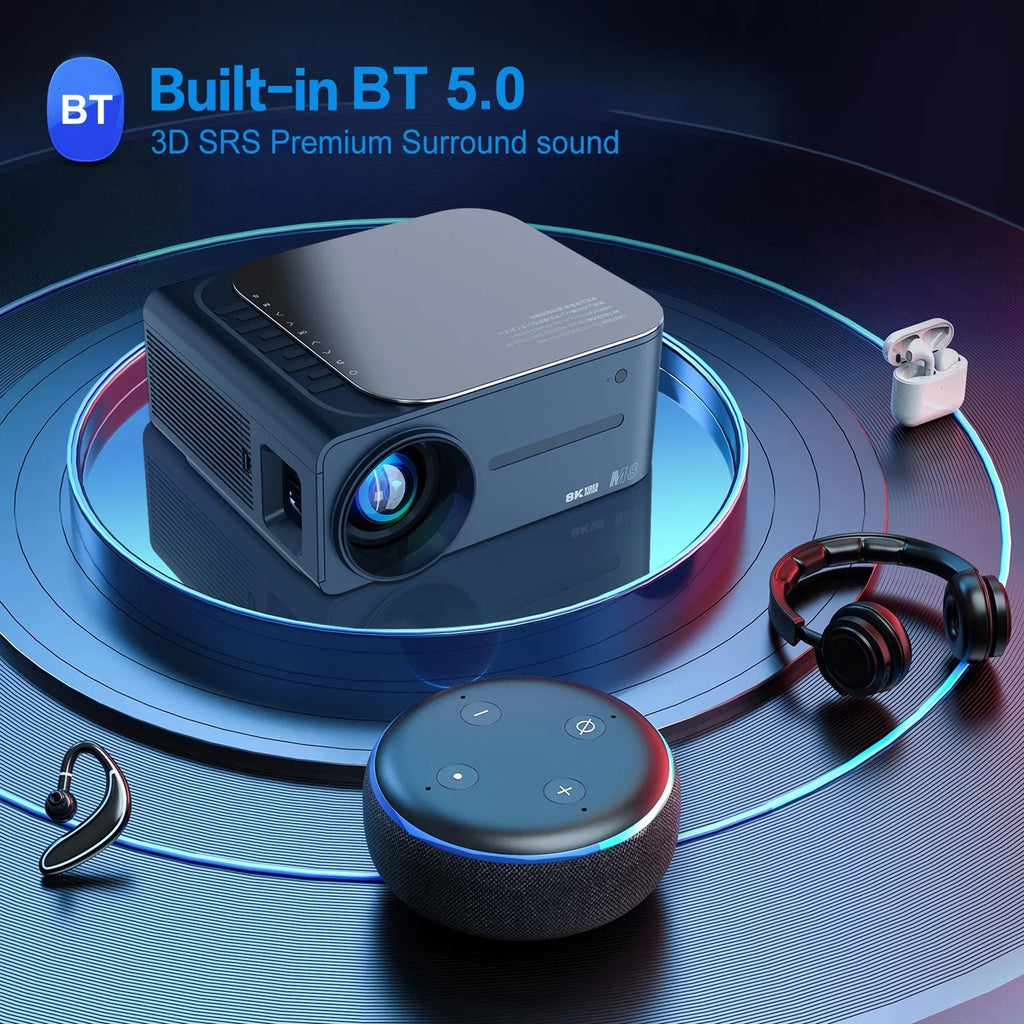 Intelligent 80,inch Keystone 8K Screen 9 Android HDR 2.4G+5G Voice Large Clear Correction Control BT5.0 moobody WiFi Projector AI Ultra