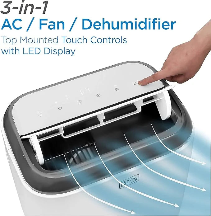 Portable 8,000 - Remote Conditioner Air Open White BPP05WTB Control BLACK+DECKER Box BTU