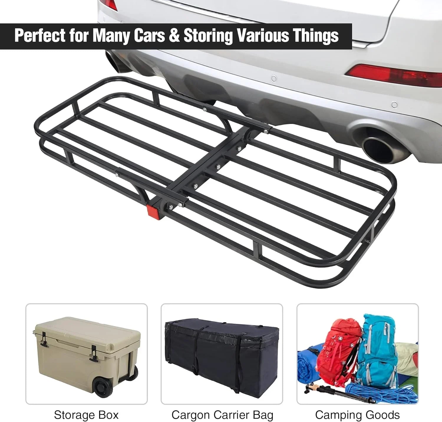 Truck, 19.3" 500 Cars, Rack Carrier SUV, lbs, x Folding Small Hitch REDCAMP 53" for 4" Luggage Basket Trailer x Cargo Hitch