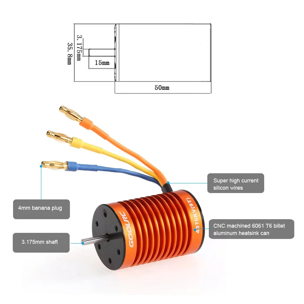 ESC Rookin 110 45A Car F540 Car 4370KV GoolRC Accessory,Set Waterproof Combo 1/10 4370KV Motor Remote
