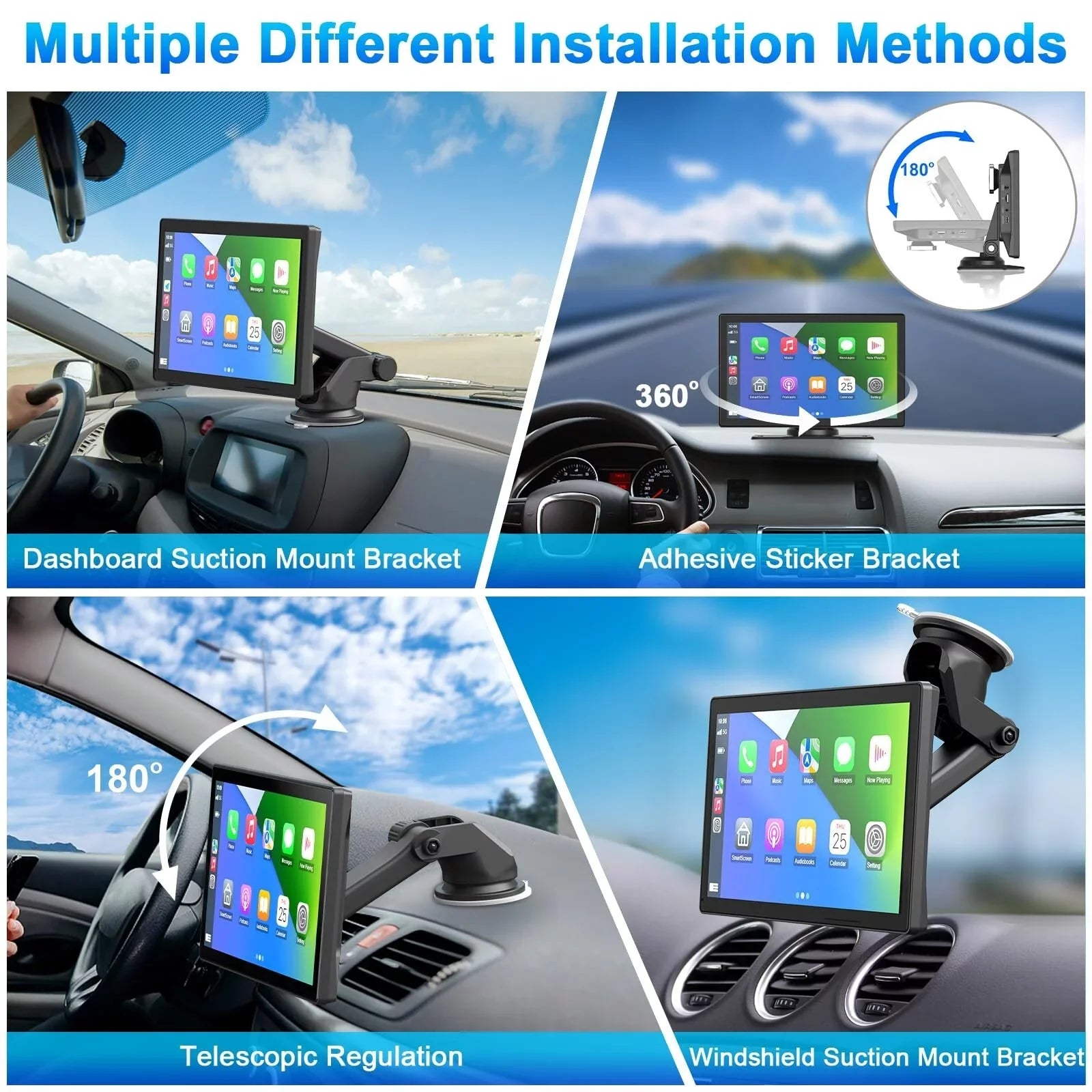 Navigation, Player Apple Car 9 Stereo, Play Dash DVR, Car Mate Carplay Screen Touch Camera Radio Backup Carplay Drive Audio 2.5K Wireless Inch Receiver, Multimedia Car Cam,1080p
