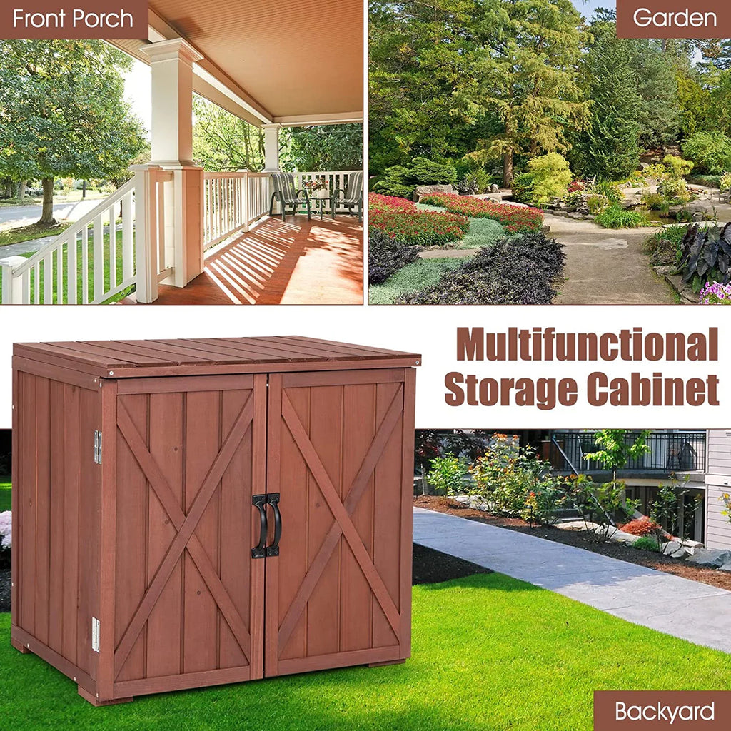 Wooden 30" 28.5" Porch, Outdoor Cabinet Deck Assembly, x 22" Backyard & Storage Box Inner Box, for Countertop, Storage W/Spacious Tool 30" Space x Storage Easy (Brown) Garden