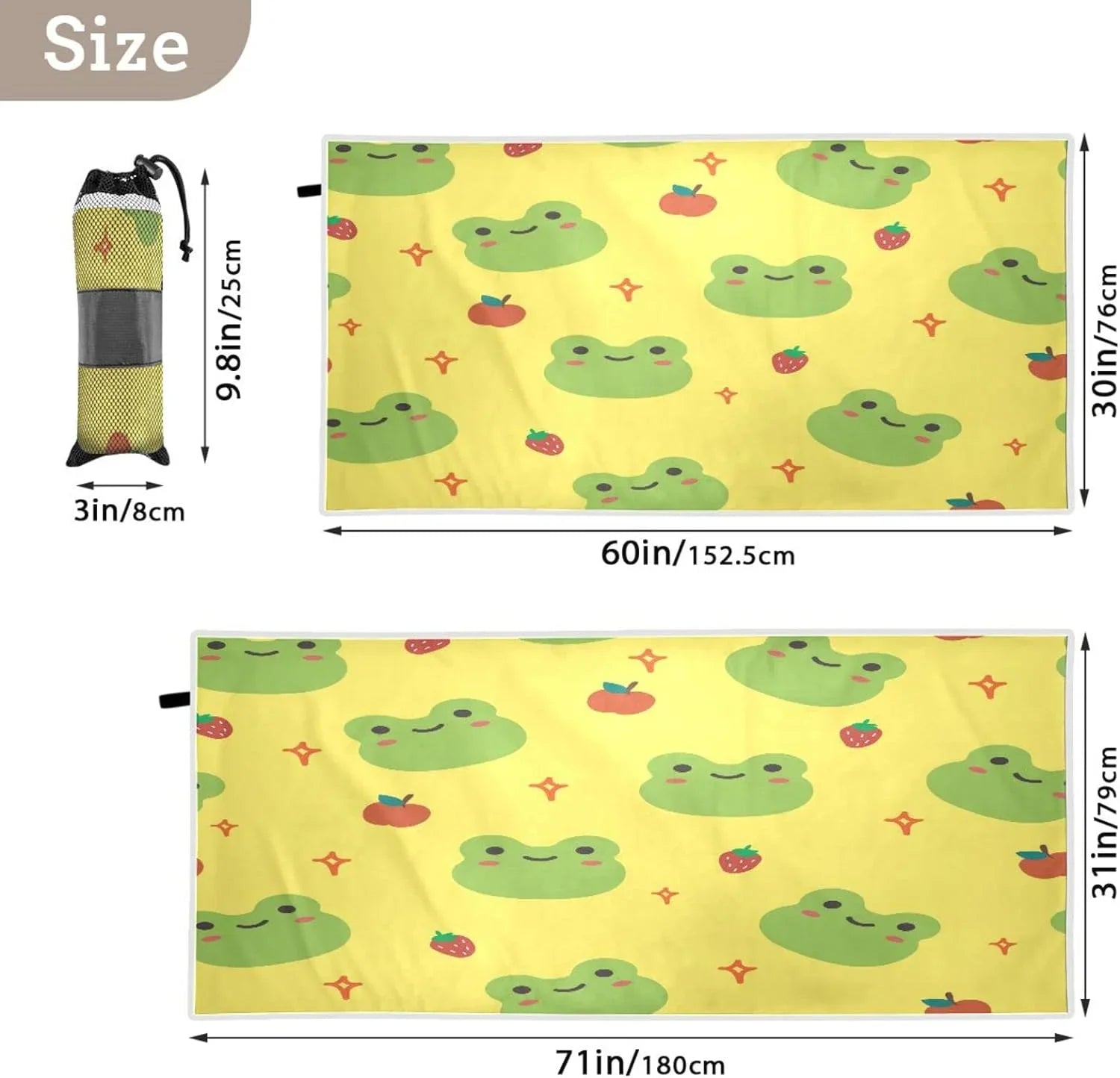 Dry Towel Towels - Compact Cute Oversized Beach for Quick Absorbent Bestwell Super Camping Frog - Lightweight Travel Cartoon Swimming Holiday（194） Towel