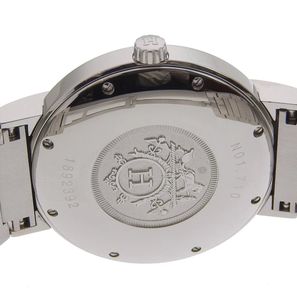 Quartz Stainless Analog White Watch Made Nomad Swiss Steel Pre-Owned Men's NO1.710 Hermes Display Dial Silver (Fair)
