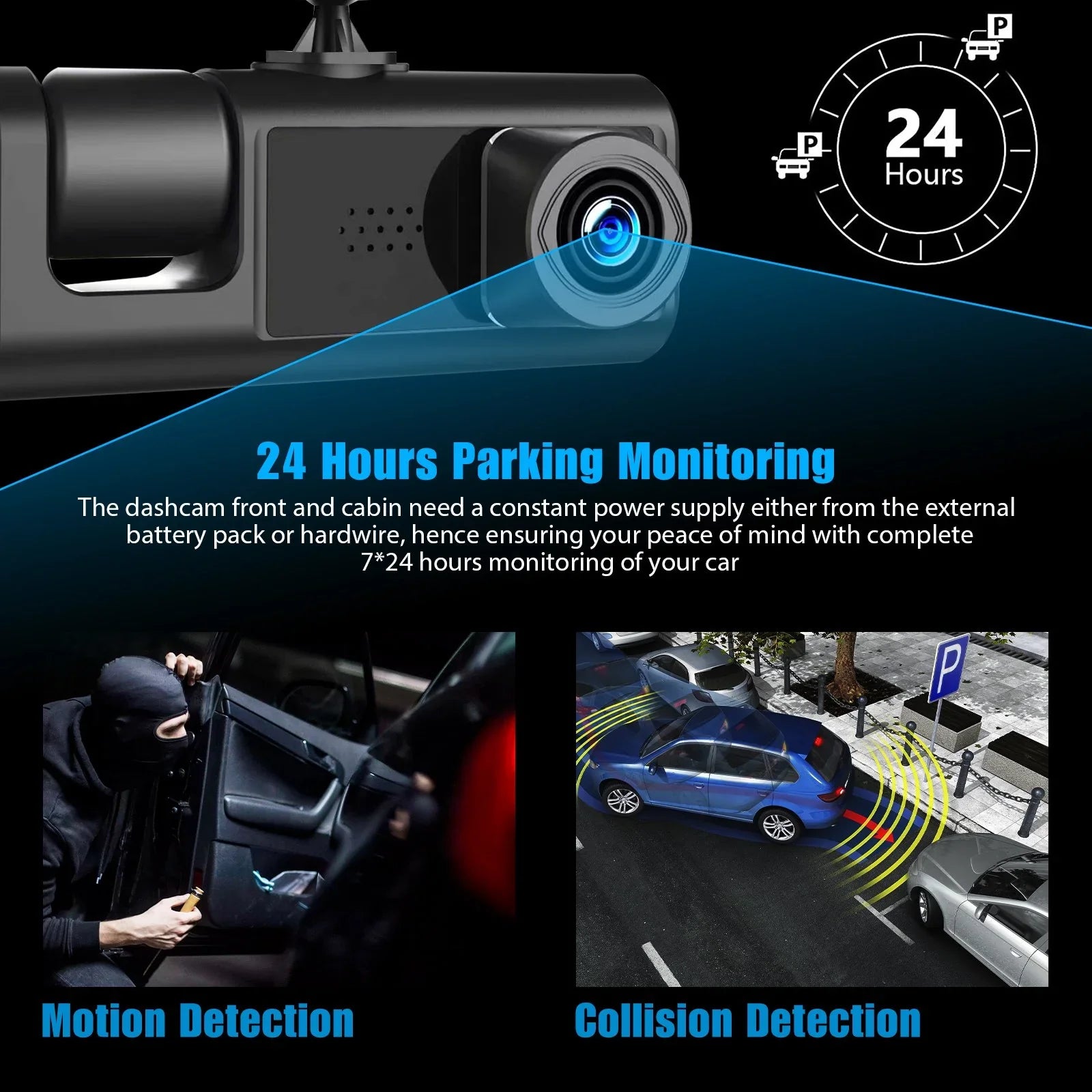 Card, Parking Front W/IR Triple Camera Vision, Night Dash W/32GB Rear Three for Monitor 1080P Loop Car HD Inside Dash and 3 TF G-Sensor, Cam Way Recording, Camera Full Cars, Dashcam Channel