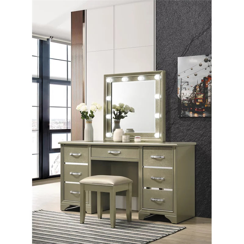 with Vanity Lighting Champagne 7-drawer Desk Mirror Beaumont