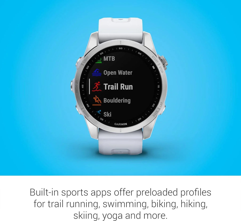 Smartwatch, with Garmin Sized Smaller 7S, Whitestone Fenix Adventure Silver (Refurbished)