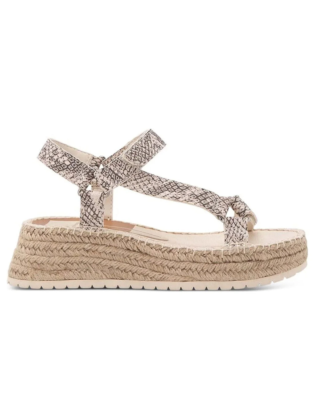 Shoes VITA Detailing Leather Wedge Round 9.5 Platform Mano Strap Womens Beige Stitch Ankle DOLCE Espadrille Toe 1" Snakeskin
