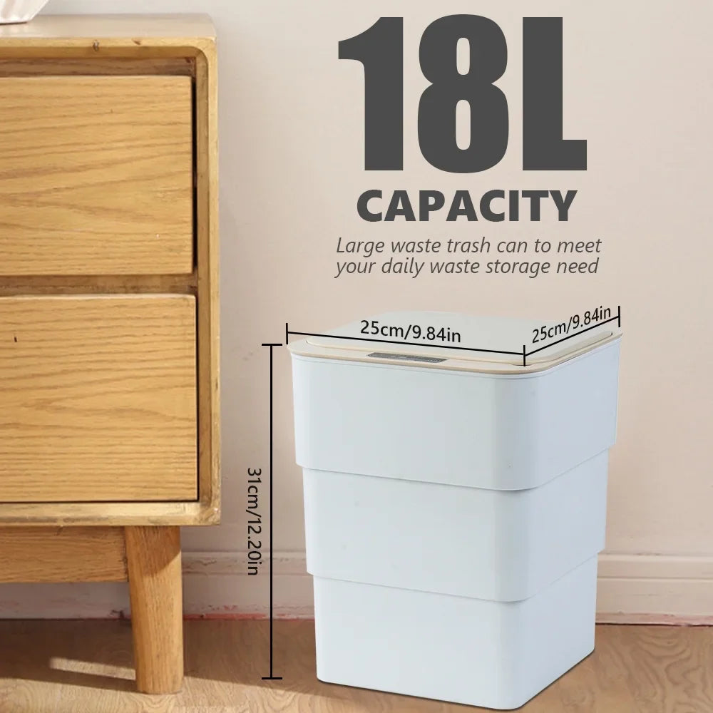 Office, with Can White Folding Mode Bathroom, Trash Can, Touchless Automatic Aromatherapy 18L/4.8 Gallon for Kitchen, Garbage Holdpeak
