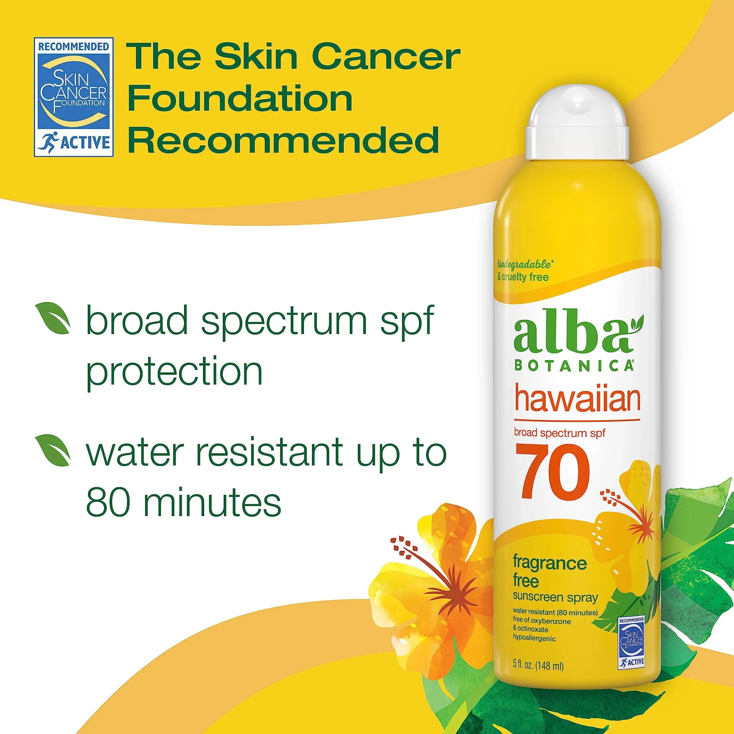 Fl. Spf Sunscreen, Biodegradable, Broad Botanica Hawaiian And 70 Oz. 5 Resistant Water Body, For Fragrance-Free Bottle Sunscreen And Sunscreen Spectrum Face Spray, Alba