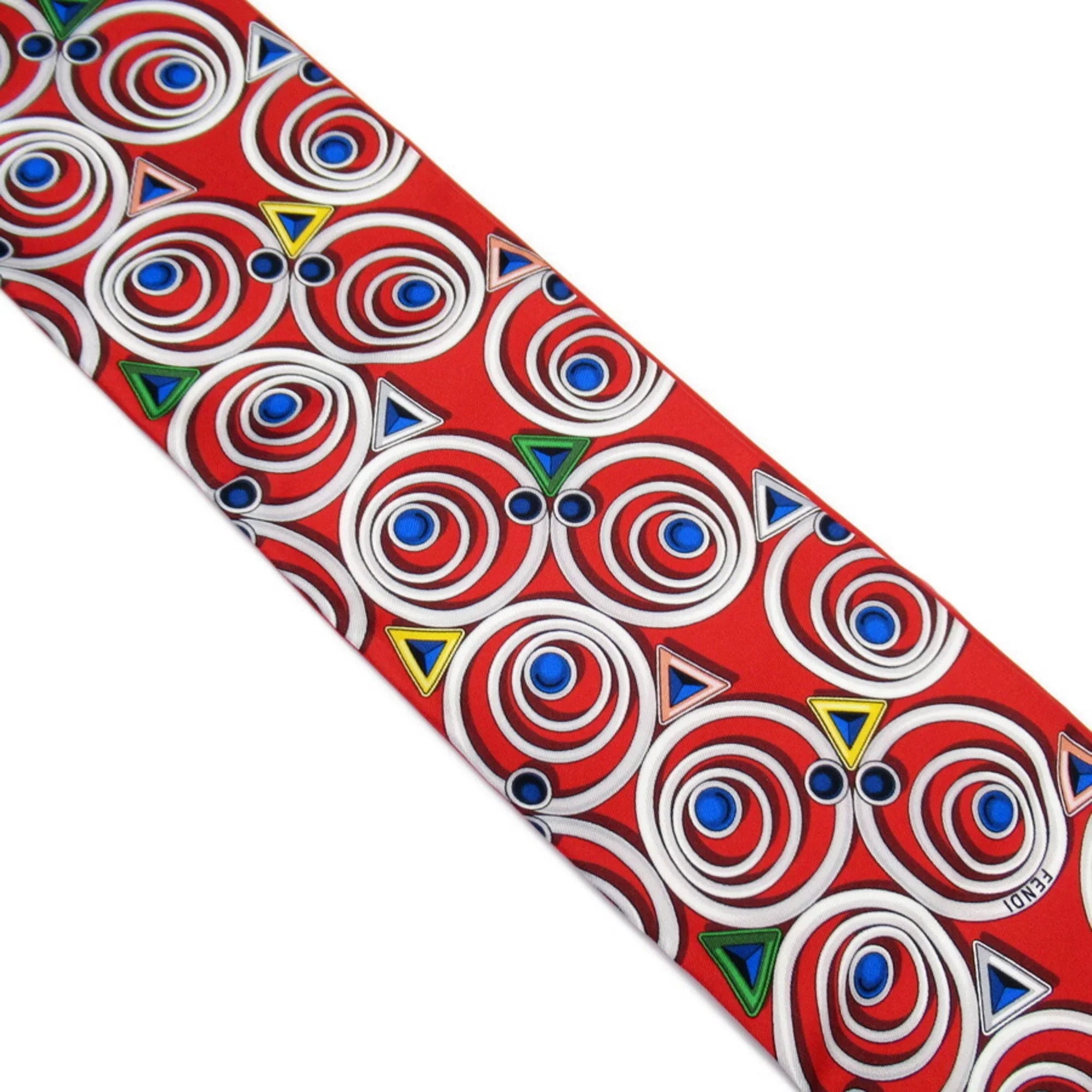 Rappy Pre-Owned Red Silk FENDI 100% Multicolor Scarf Ribbon Maxi (Good)