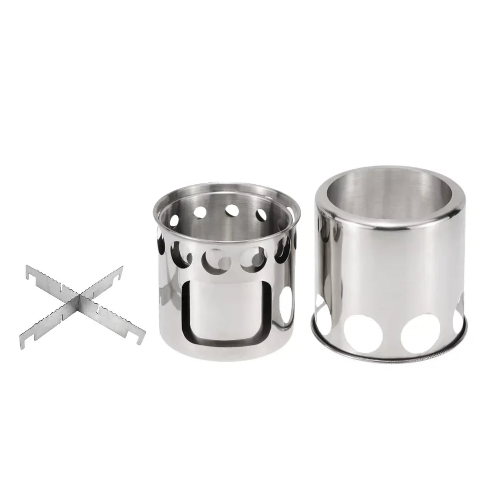 Burning Cooking and Set Fishing Portable Combo Pot Hiking Stove Arealer for Camping Stove Backpacking Wood