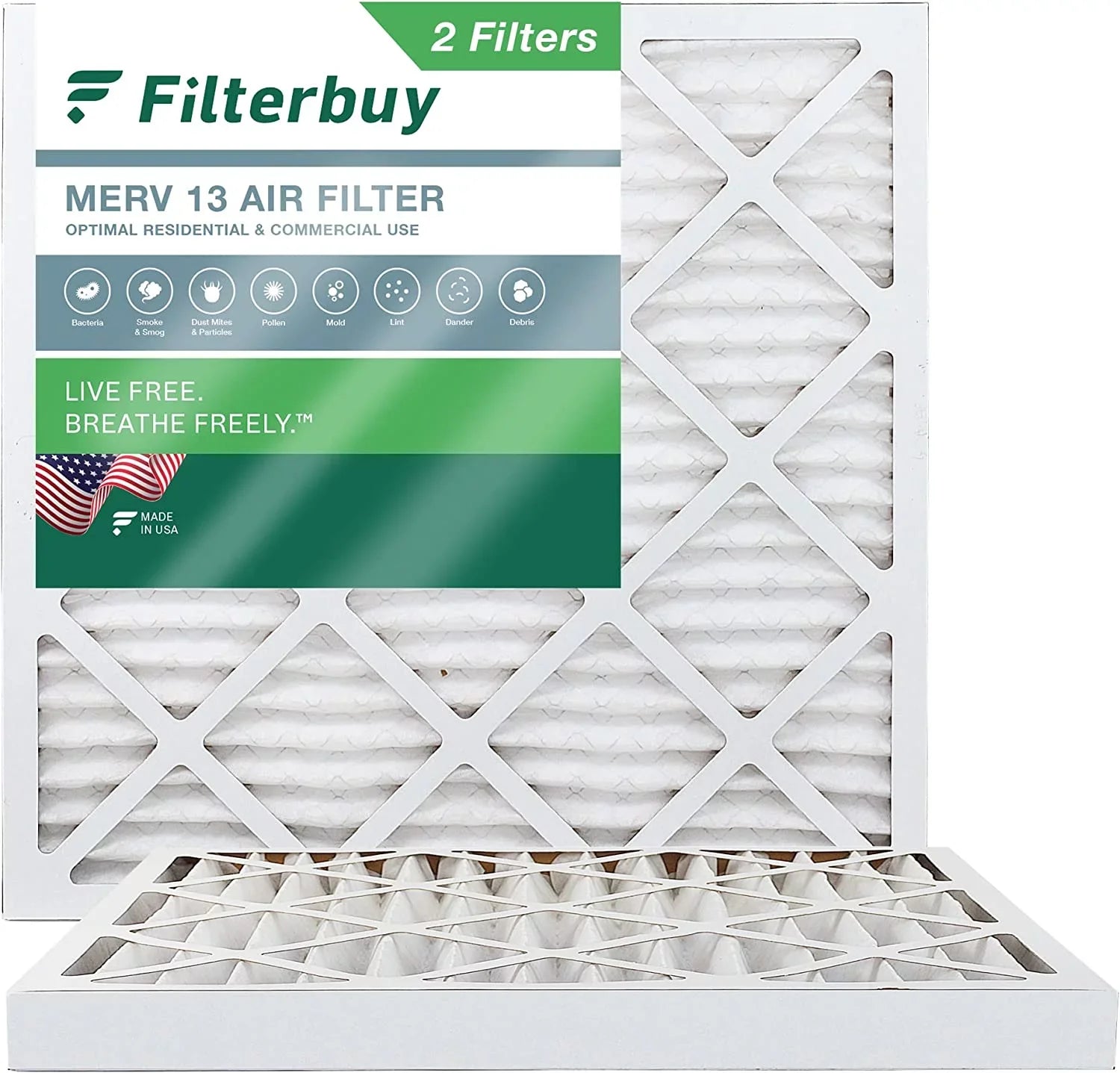 Pleated Furnace 13 HVAC 20x20x2 MERV AC Air Filters (2-Pack) Filterbuy