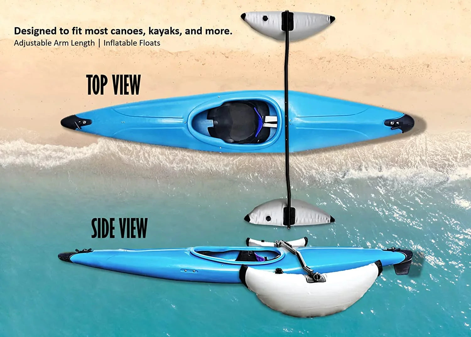 Sidekick Tube Fishing Rod System Grey Breath Kayaking Gray Canoe Adjustable Boat Float Patches Outdoor PVC Pactrade Accessories Kayak Repair Buoy Inflatable Kit Buoyant Outrigger Stabilizer Arm Marine
