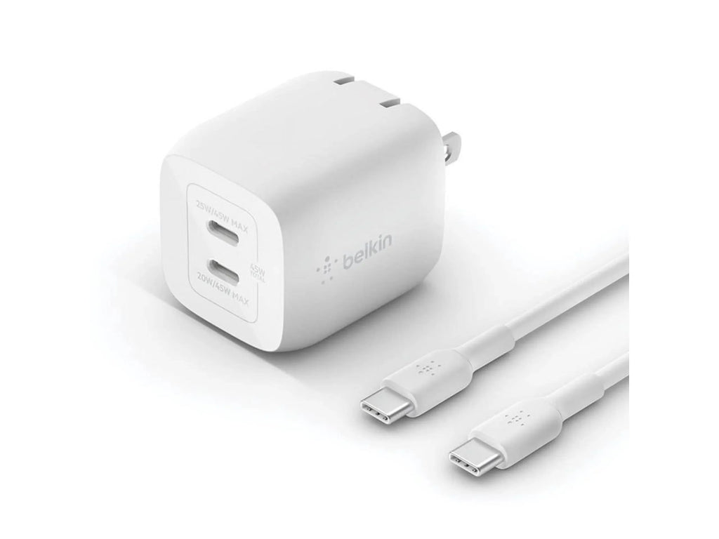 Model GAN White PPS WALL USB-C 45W WCH011DQWH CHARGER DUAL Belkin WITH