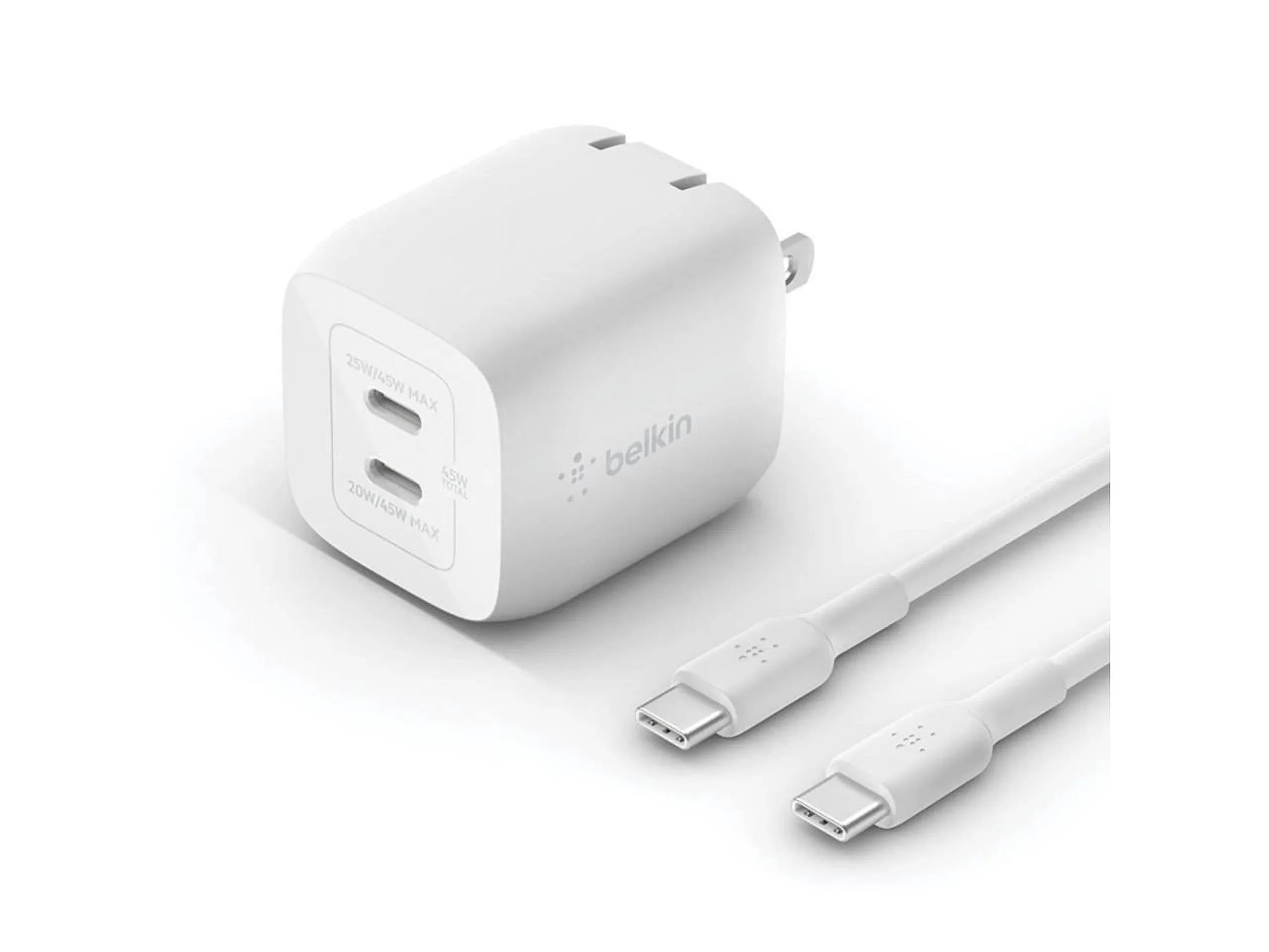 Model GAN White PPS WALL USB-C 45W WCH011DQWH CHARGER DUAL Belkin WITH
