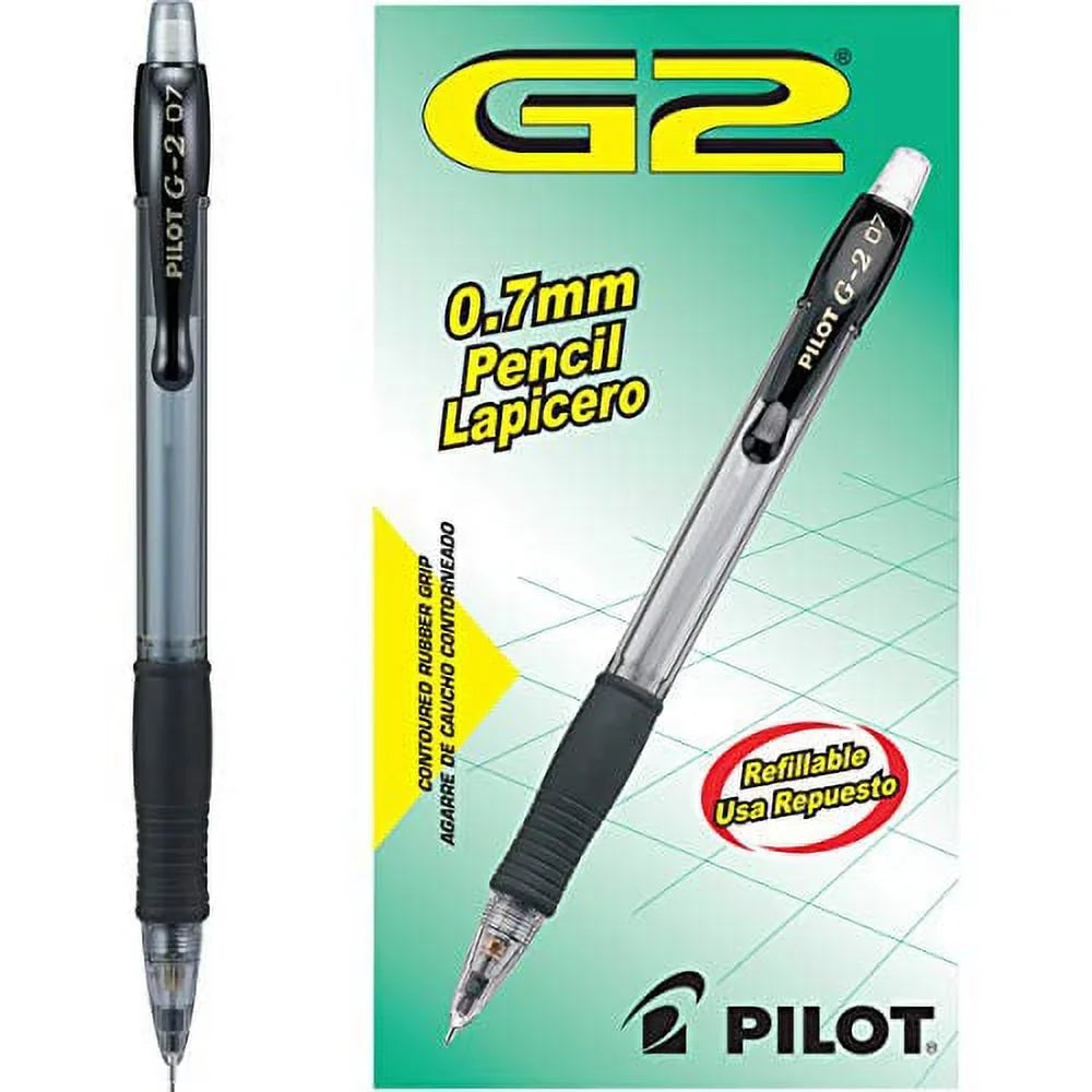 Lead, Pencils, G2 Black (51015) 12-Pack PILOT 0.7mm with Mechanical Accents,