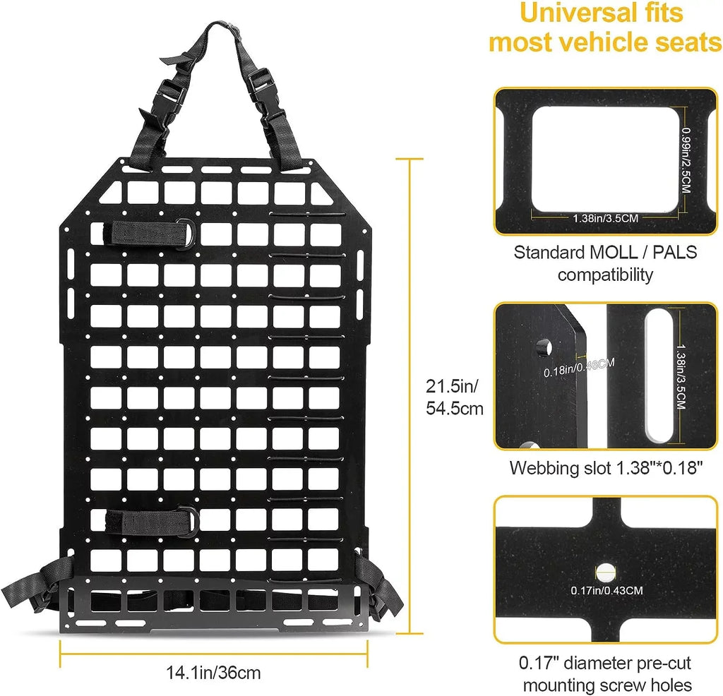 Rigid Vehicles Seat Truck Molle for Panel Storage Universal 21.3"*14.2" Seat Back Car 2x Organizer Back Tactical Organizer
