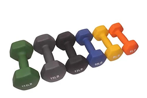 Colorful POWERT Hand Weights in Neoprene Pair HEX Dumbbell |Coated