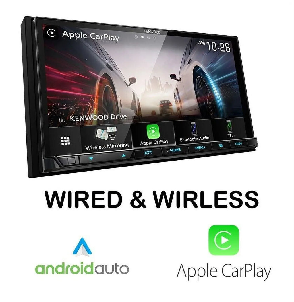 Kenwood Receiver Dash Auto DMX9708S Android 6.95" Screen DRV-N520 Car Cam CarPlay & Touch Dash Combo In