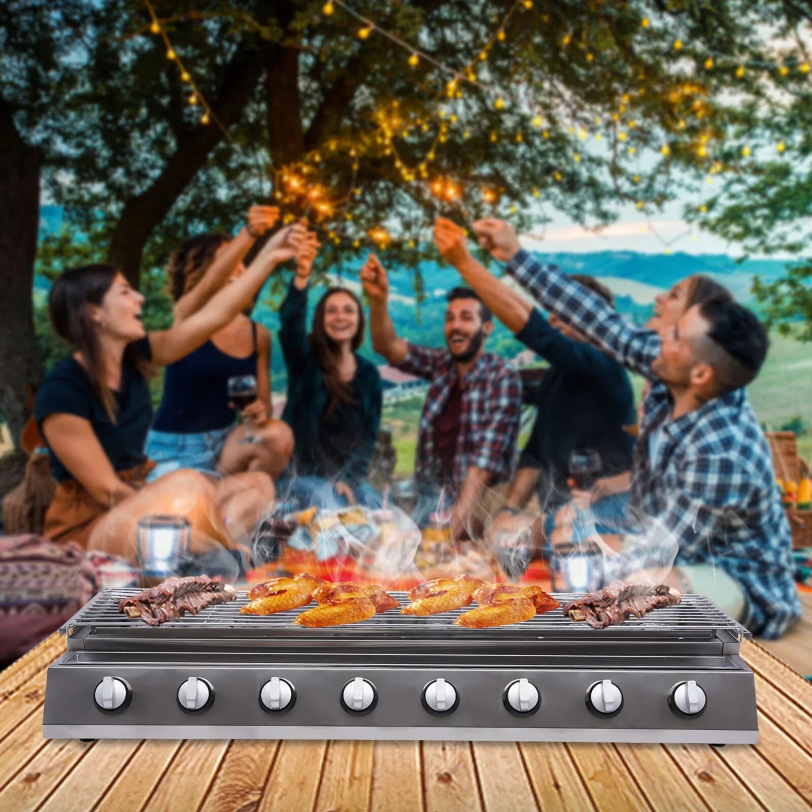 Stainless Patio Party Grill Gas Steel BBQ Grill for Picnic, Garden YIYIBYUS Home Barbecue