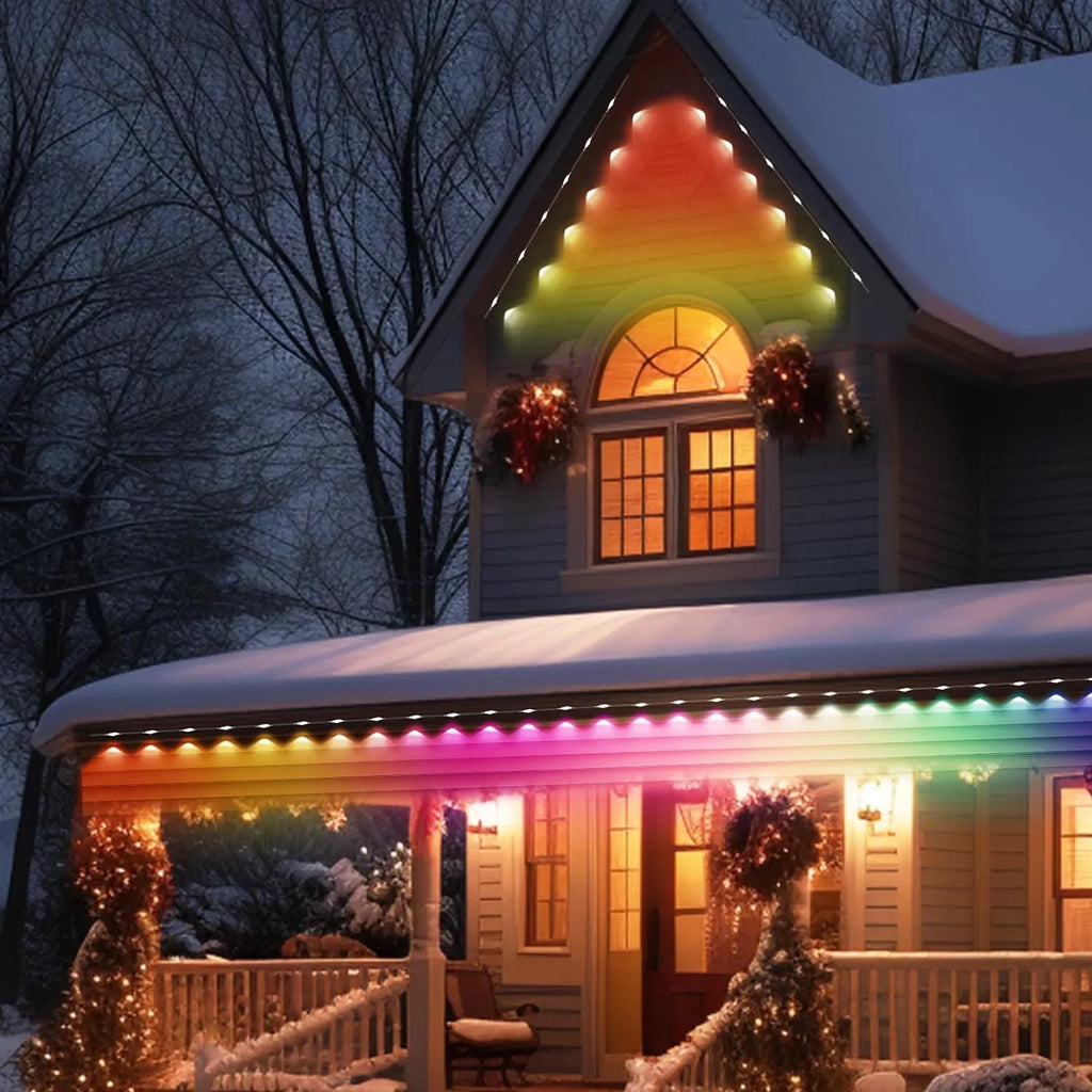 DIY 100ft & Alexa LED Using, RGB with and Lights, Outdoor IP67 Holiday Waterproof, Outdoor Daily Lights Lights for Modes, Suitable Eaves Remote 72 Scene Permanent with Work with