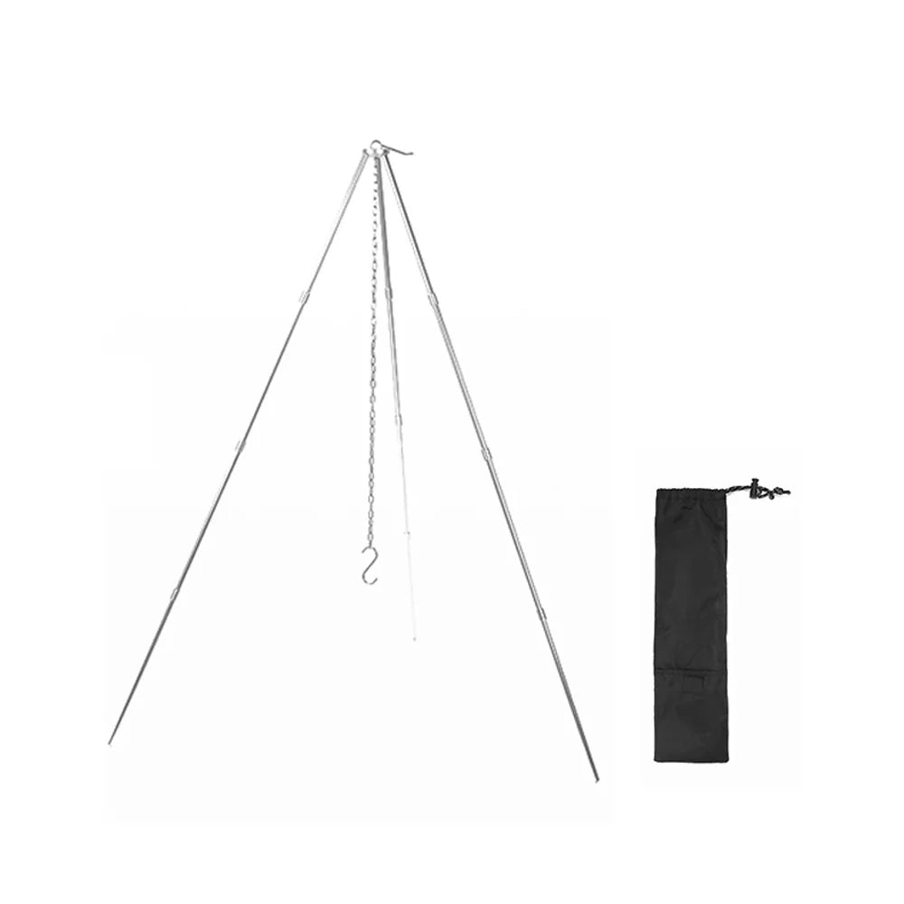 and Hung Radirus Aluminum for Campfire Foldable Picnic BUZHI Detachable Outdoor Tripod, Stand Walmeck Portable Rack Bracket BBQ Tripod Folding Aibecy Htovila Dazzduo Bonfire Pot Camping - Alloy