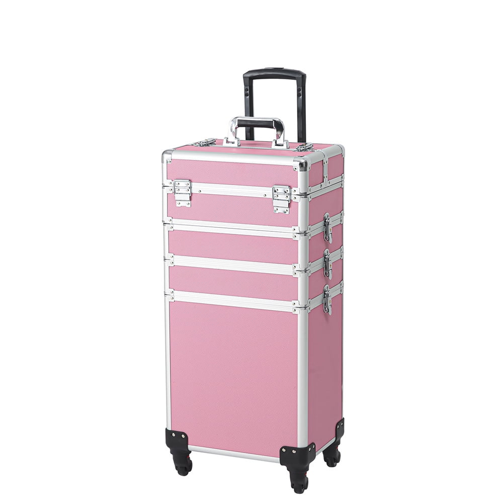 Case,Pink Makeup Drawers with Rolling Train Trolley Zeng Case Case Makeup