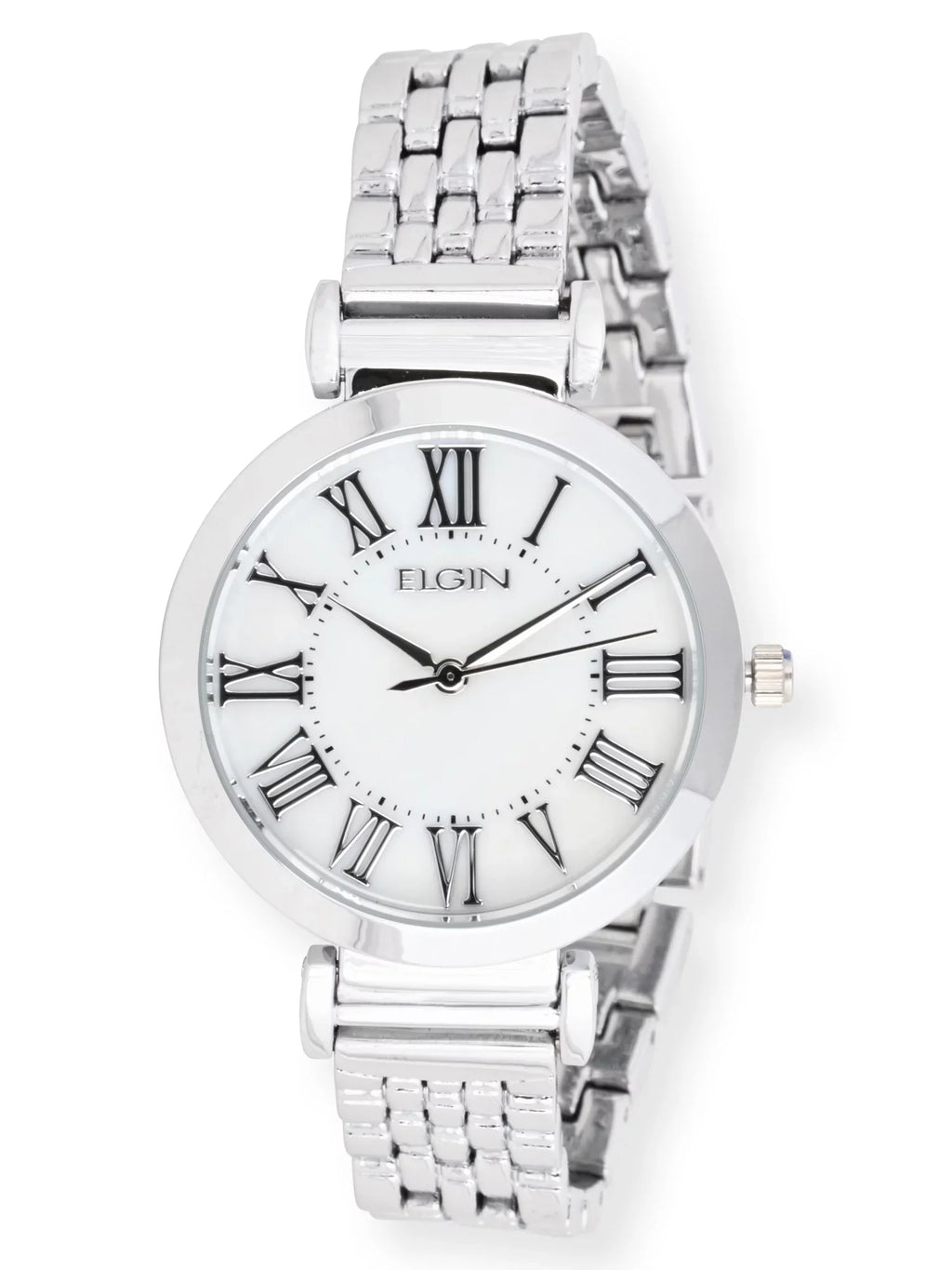 of Dial Analog Female EG17004SST in Adult with - Pearl Mother Set Watch Elgin Silver Round