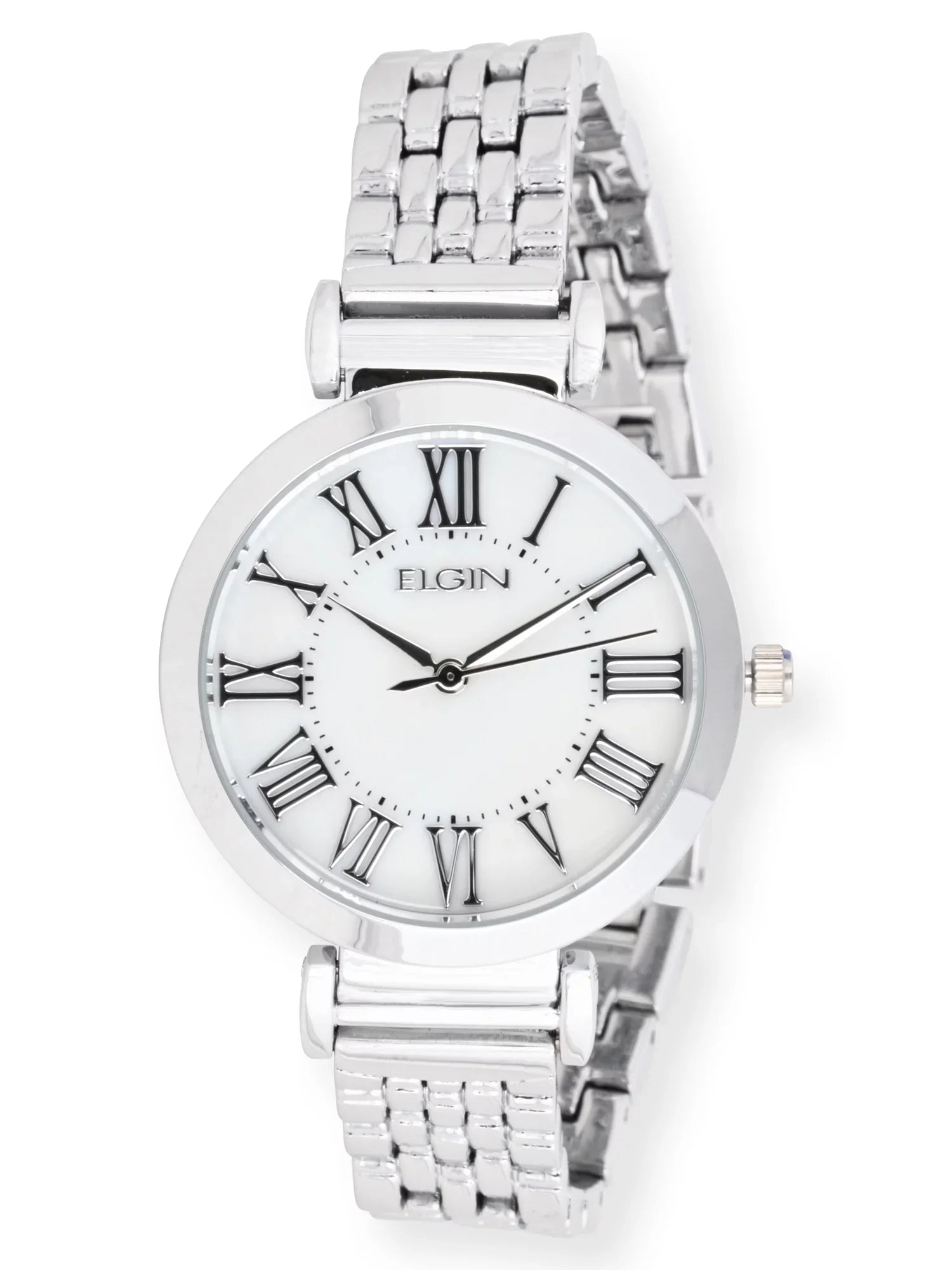 of Dial Analog Female EG17004SST in Adult with - Pearl Mother Set Watch Elgin Silver Round