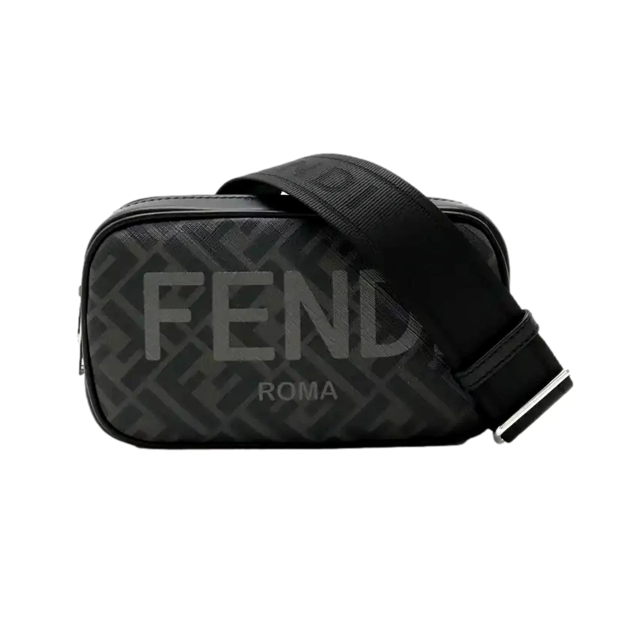 Crossbody Fendi Bag Camera Roma Zucca Black Mini Canvas