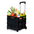 Garden, Ultra-Slim Utility-carts, Handle, Office, Home, Telescopic Rolling use, Black Medium, Pack-N-Roll Storage Collapsible with for School Shopping,