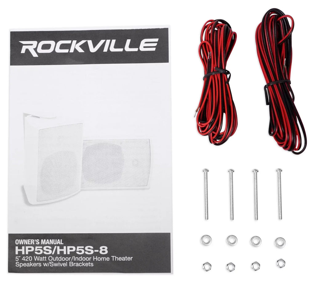 Home HP5S-8 Speakers+Swivel 5.25" Rockville Outdoor/Indoor Theater (8) Brackets