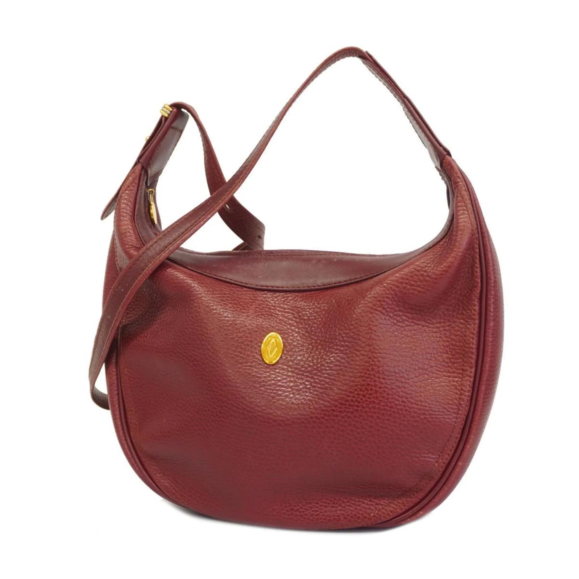 Red Cartier Ladies Shoulder Pre-Owned Bag Leather (Good) Must