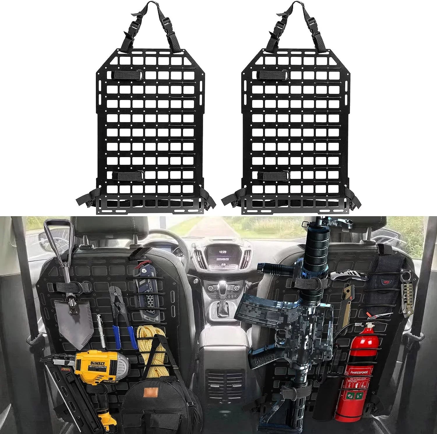Rigid Vehicles Seat Truck Molle for Panel Storage Universal 21.3"*14.2" Seat Back Car 2x Organizer Back Tactical Organizer