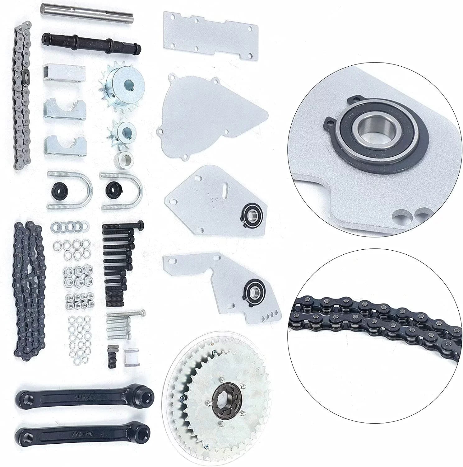 Jackshaft Silver 2-Stroke Kit Shifter Chain 415 for Motorcycles Set Conversion Gas Bike
