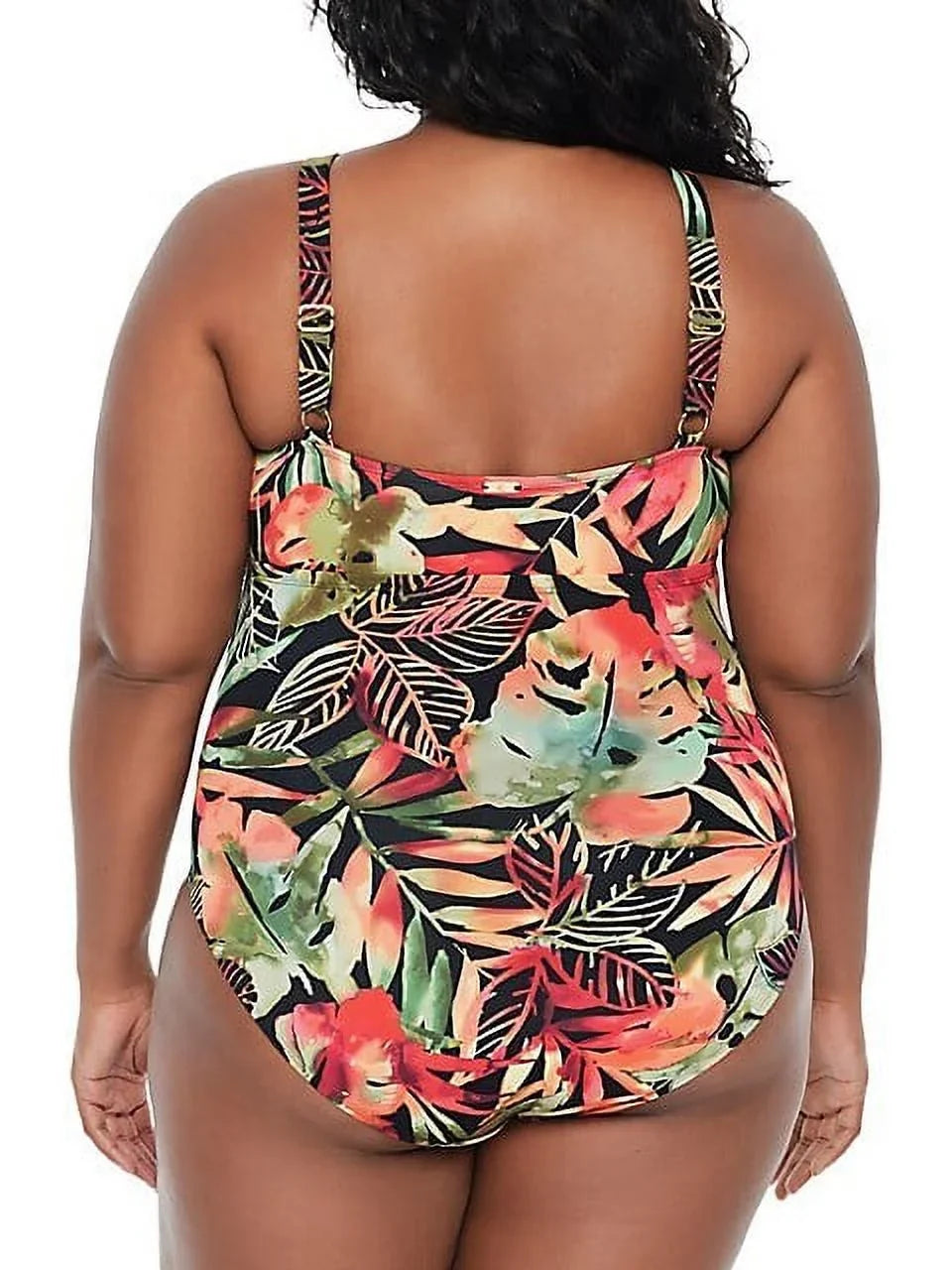 Size Piece MULTI Ralph Lauren US One 16W Plus Swimsuit, Neck Keyhole