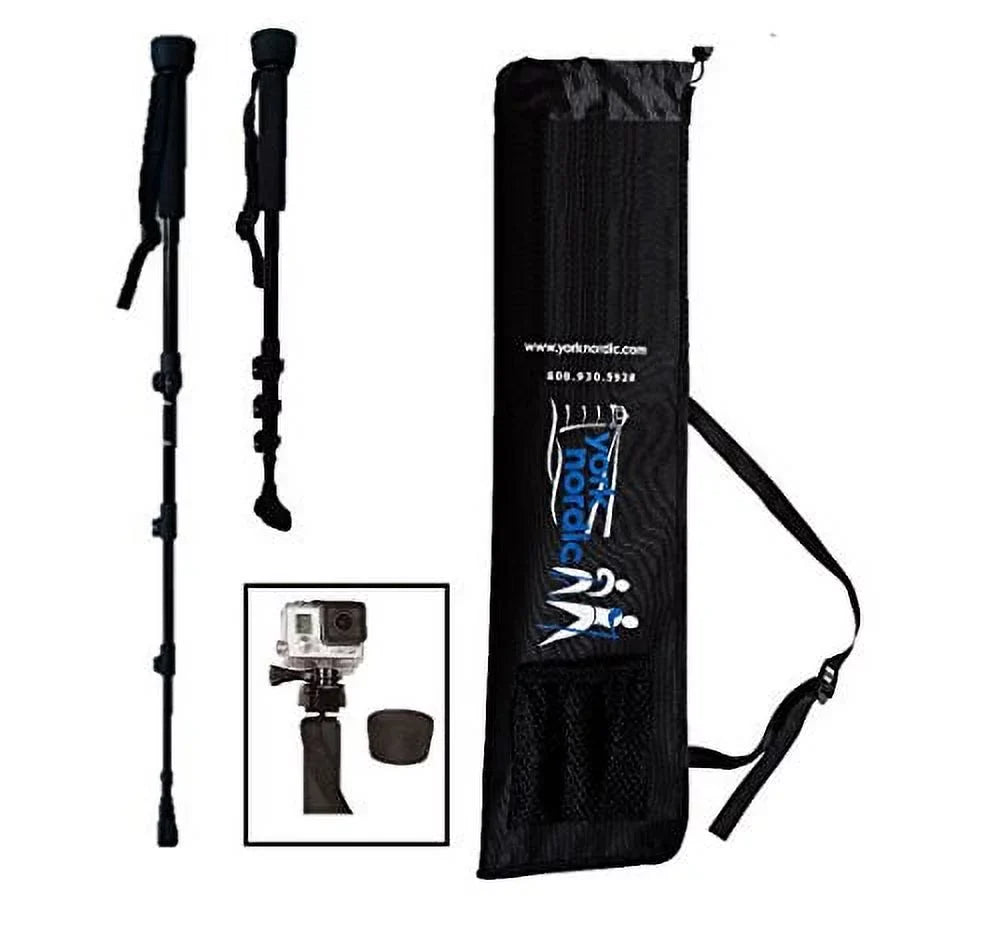 Hiking Camera Trekking & and Flip with York Pair Locks, Poles Collapsible Nordic Mount, Feet, Rubber Digital