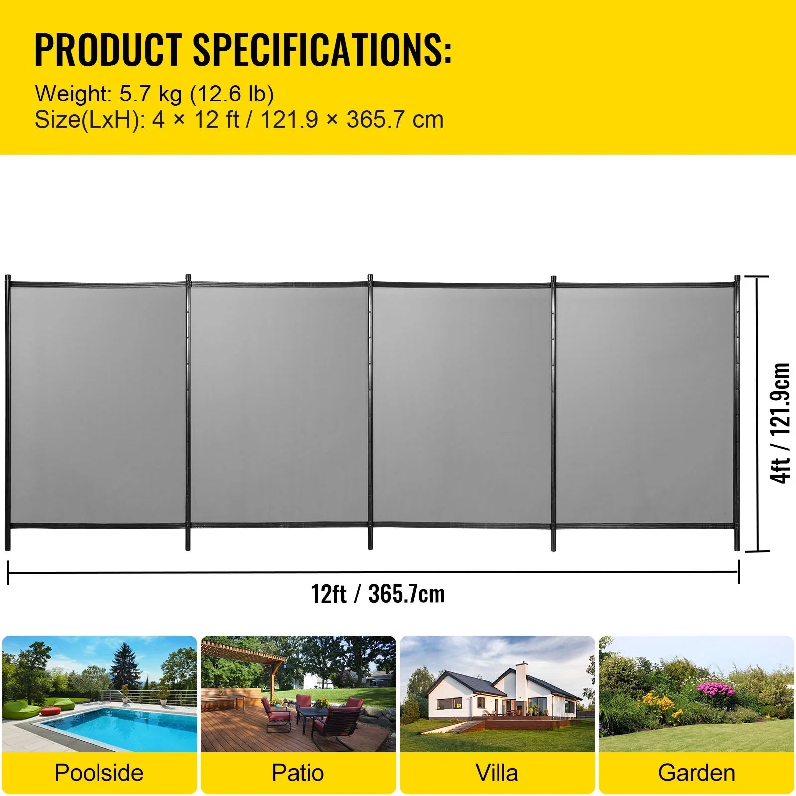 Security ft Swimming Pools Foot Pool and Inground 4 Fabric SKYSHALO Fencing Fences Fence, Pool Poles for Pool Privacy 1000D PVC x Removable Tubes, and 12 Aluminum Breathable with for Pool Fence Mesh,