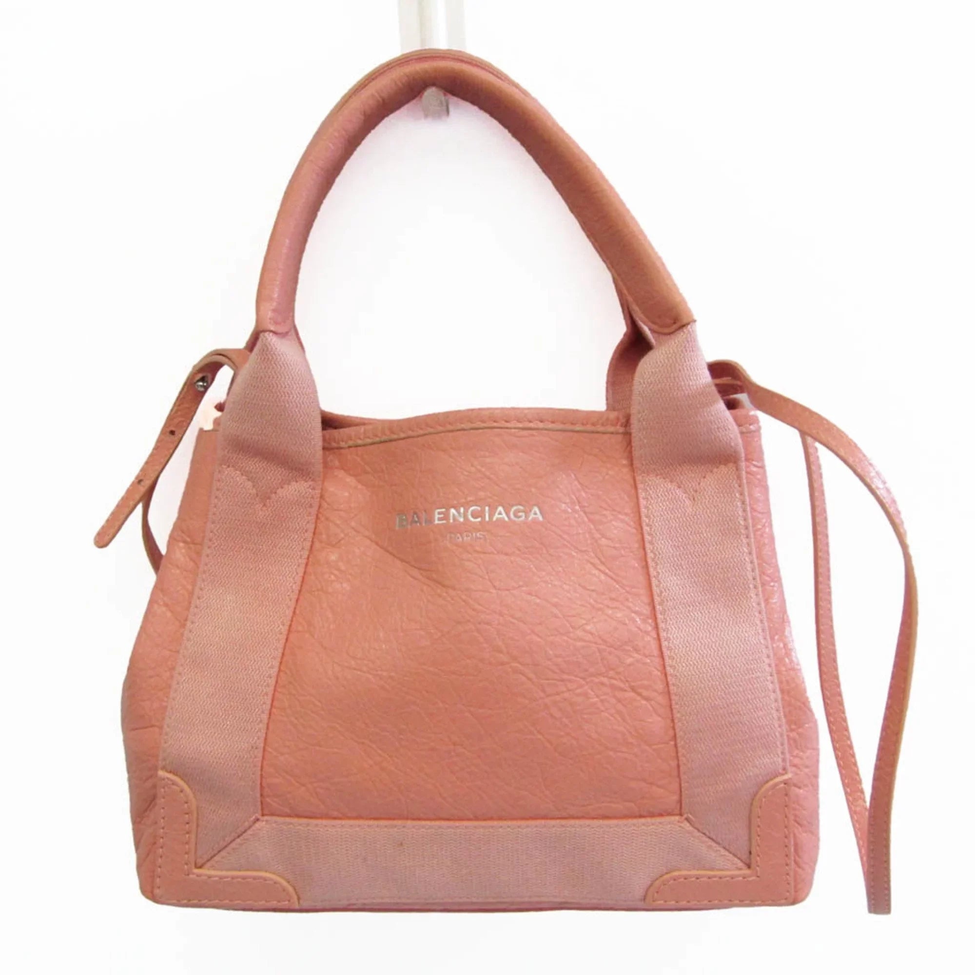 Pre-Owned Women's XS Bag Navy Pink (Good) Canvas,Leather Handbag,Shoulder Light 390346 Balenciaga Cabas