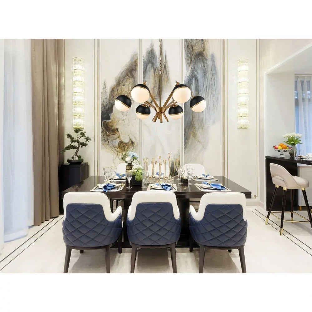 Modern, Blind 32-Inch Tiger Wide Aged Elk Brass Chandelier, Home