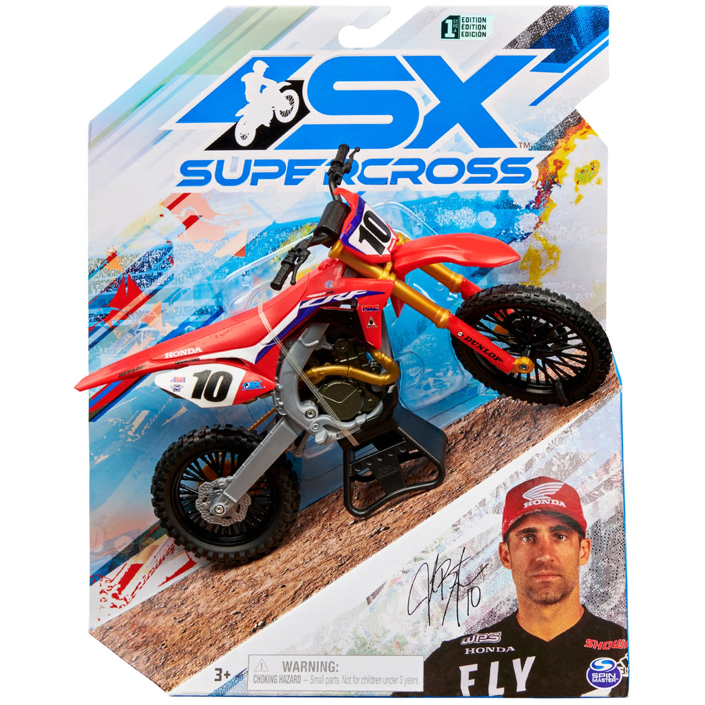 Justin Replica Die-Cast 1:10 Collector Stand Brayton Authentic Motorcycle Scale Supercross, with Display