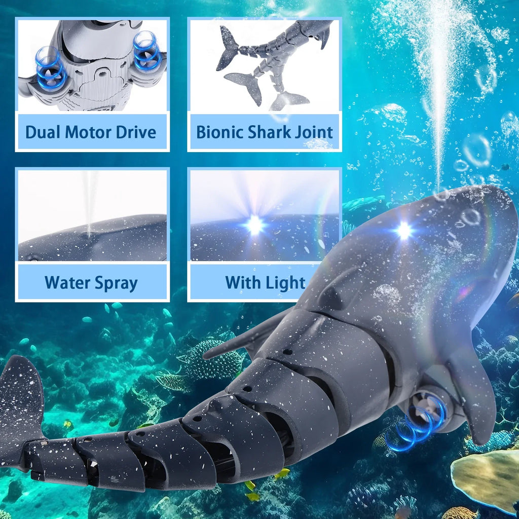 Shark Pool Toys, Toys, for RC Boat Pool Whale Girls, Toy RC Water Boys Toys Spray for Swimming Remote Kids, Ant for Control Diving Class Boat