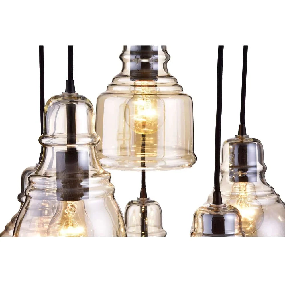 Lighting The Pendant Base Store Cognac Glass Round Black Antique and 6-light Mariana