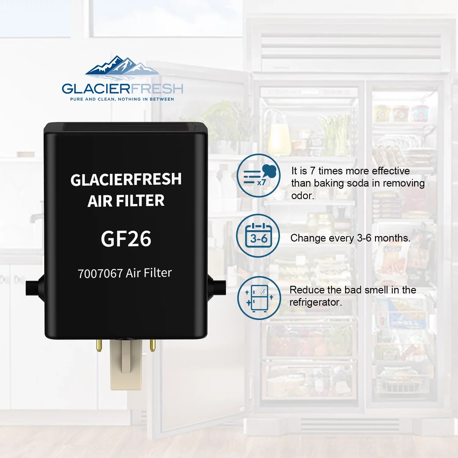 Air FRESH Filter GLACIER Replacement 7007076 Air 2 Refrigerator for Pack Filter,