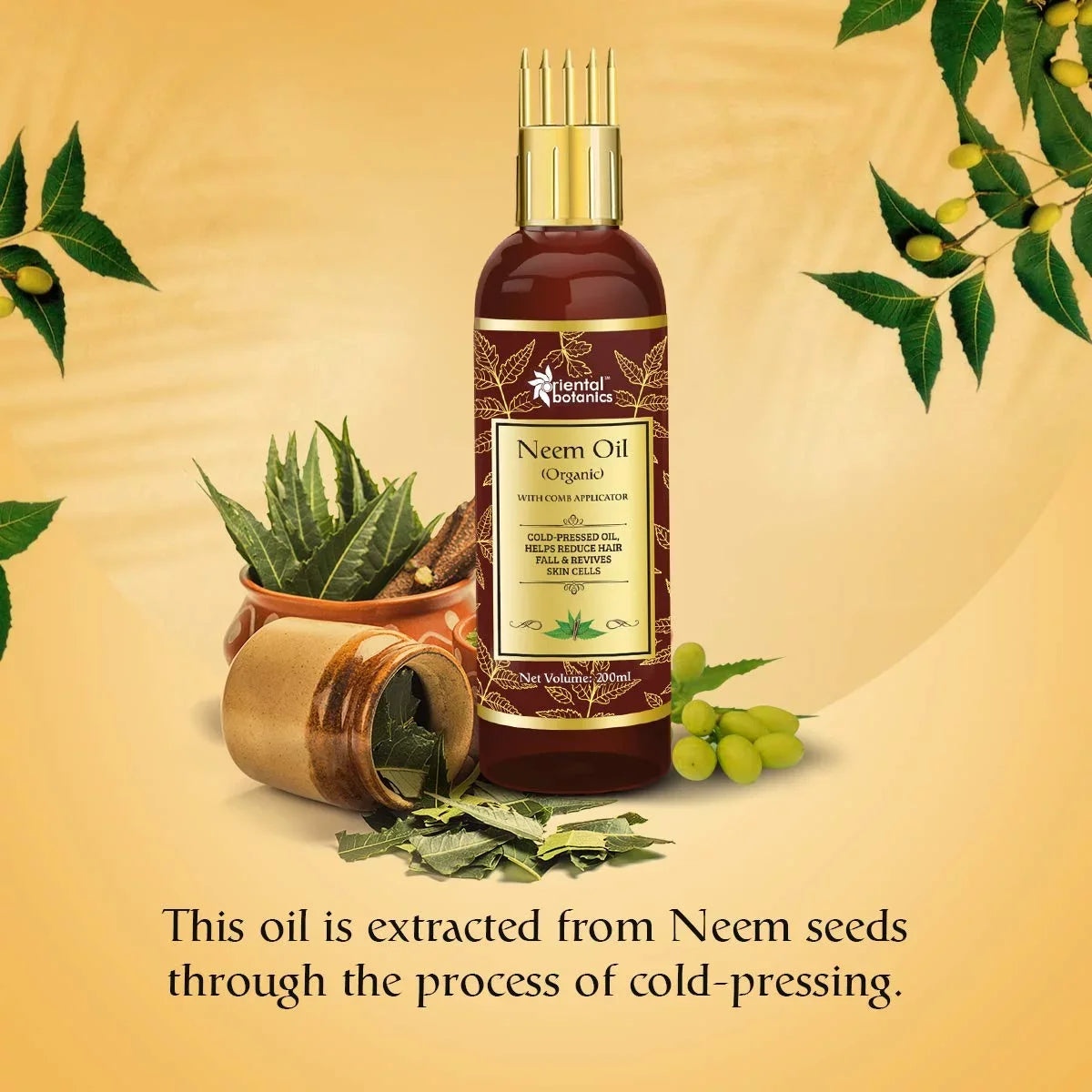 Care for Botanics Neem with Comb No and - Pure Oil Hair Skin 200ml Oriental Oil, Silicones - With Applicator Oil Mineral Organic